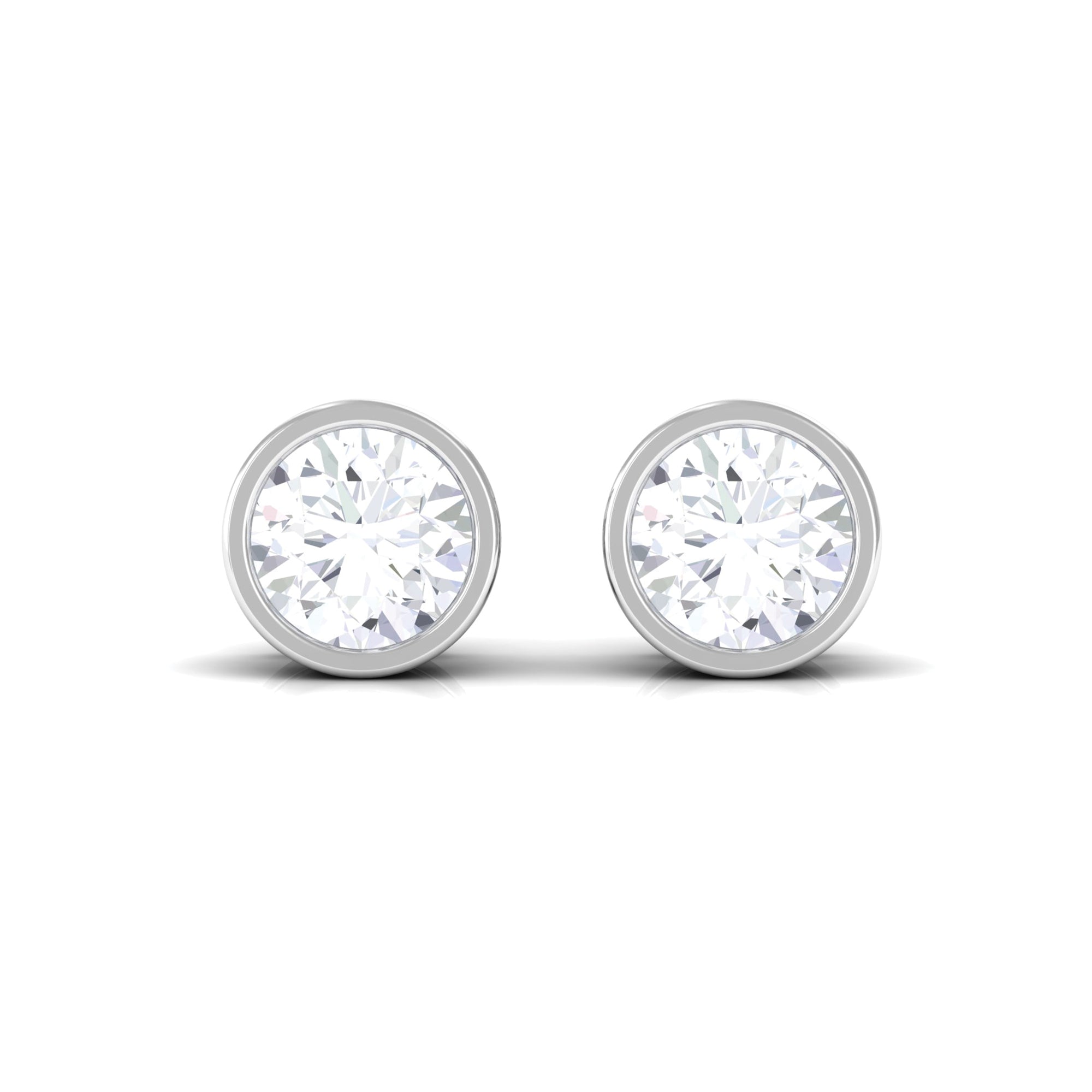 Bezel Set Moissanite Solitaire Stud Earrings for Women Moissanite - ( D-VS1 ) - Color and Clarity - Rosec Jewels