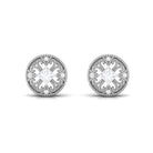 Real Diamond Vintage Milgrain Stud Earrings Diamond - ( HI-SI ) - Color and Clarity - Rosec Jewels