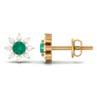 1/2 CT Statement Emerald and Diamond Floral Stud Earrings Emerald - ( AAA ) - Quality - Rosec Jewels