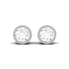 Natural Diamond Round Solitaire Stud Earrings in Bezel Setting Diamond - ( HI-SI ) - Color and Clarity - Rosec Jewels