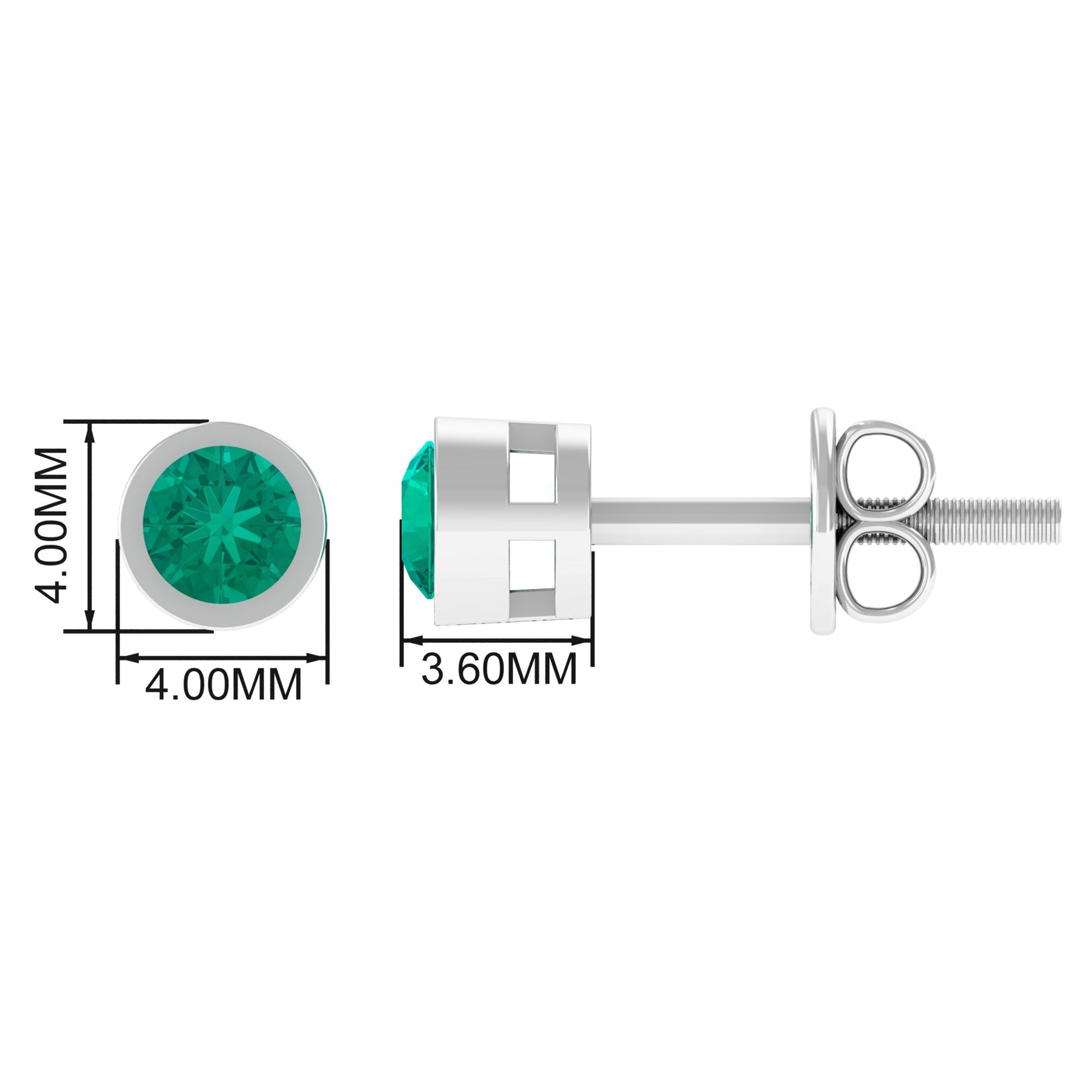 Dainty Emerald Bezel Set Solitaire Stud Earrings Emerald - ( AAA ) - Quality - Rosec Jewels