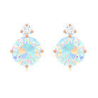 Ethiopian Opal Diamond Solitaire Stud Earrings Ethiopian Opal - ( AAA ) - Quality - Rosec Jewels