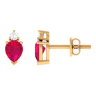 1.25 CT Pear Cut Ruby and Diamond Dainty Stud Earrings Ruby - ( AAA ) - Quality - Rosec Jewels