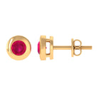 1/4 CT Round Cut Ruby Solitaire Stud Earrings in Bezel Setting Ruby - ( AAA ) - Quality - Rosec Jewels