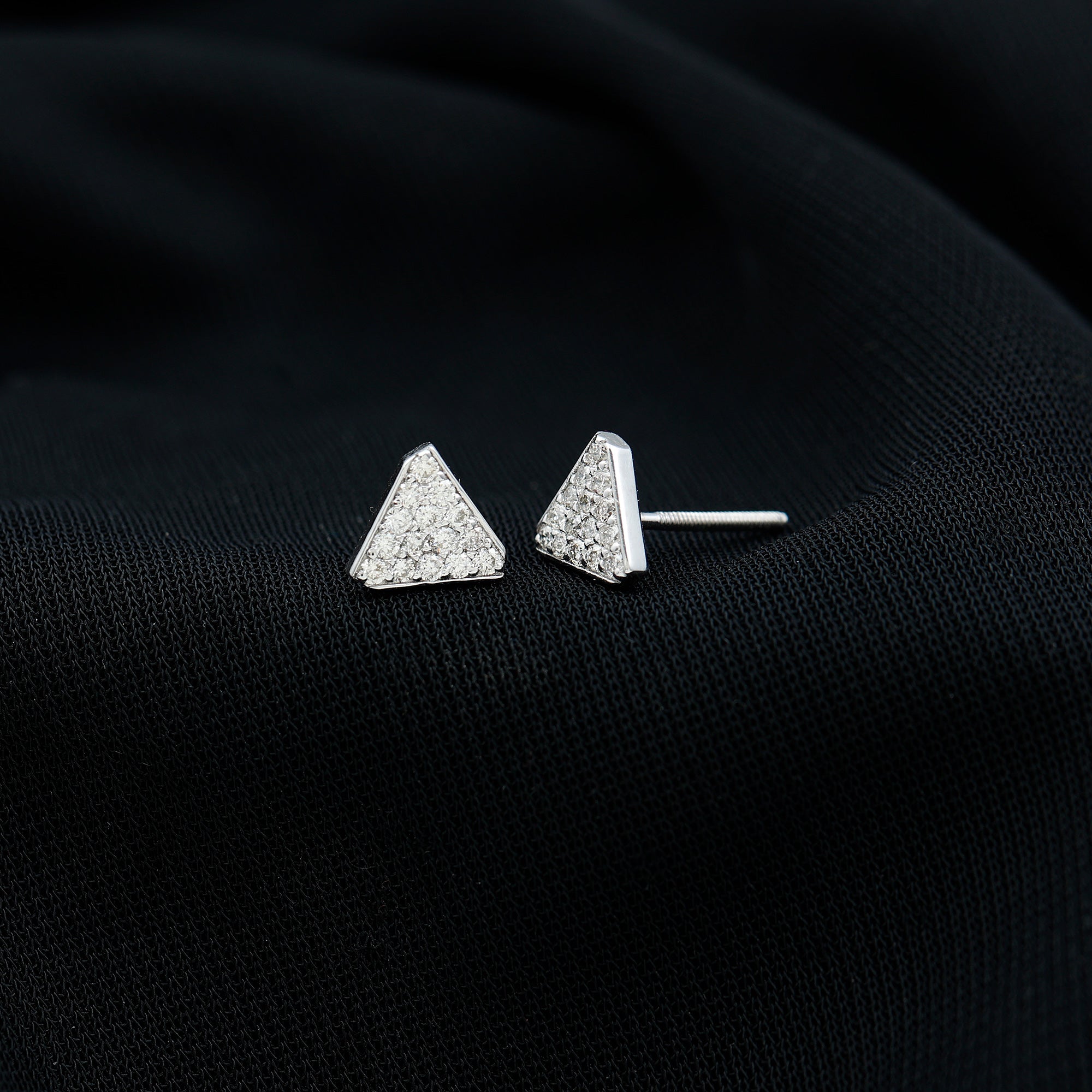 1/2 CT Round Cut Diamond Triangle Stud Earrings in Gold Diamond - ( HI-SI ) - Color and Clarity - Rosec Jewels