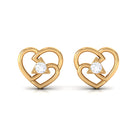 Round Natural Diamond Modern Heart Stud Earrings Diamond - ( HI-SI ) - Color and Clarity - Rosec Jewels