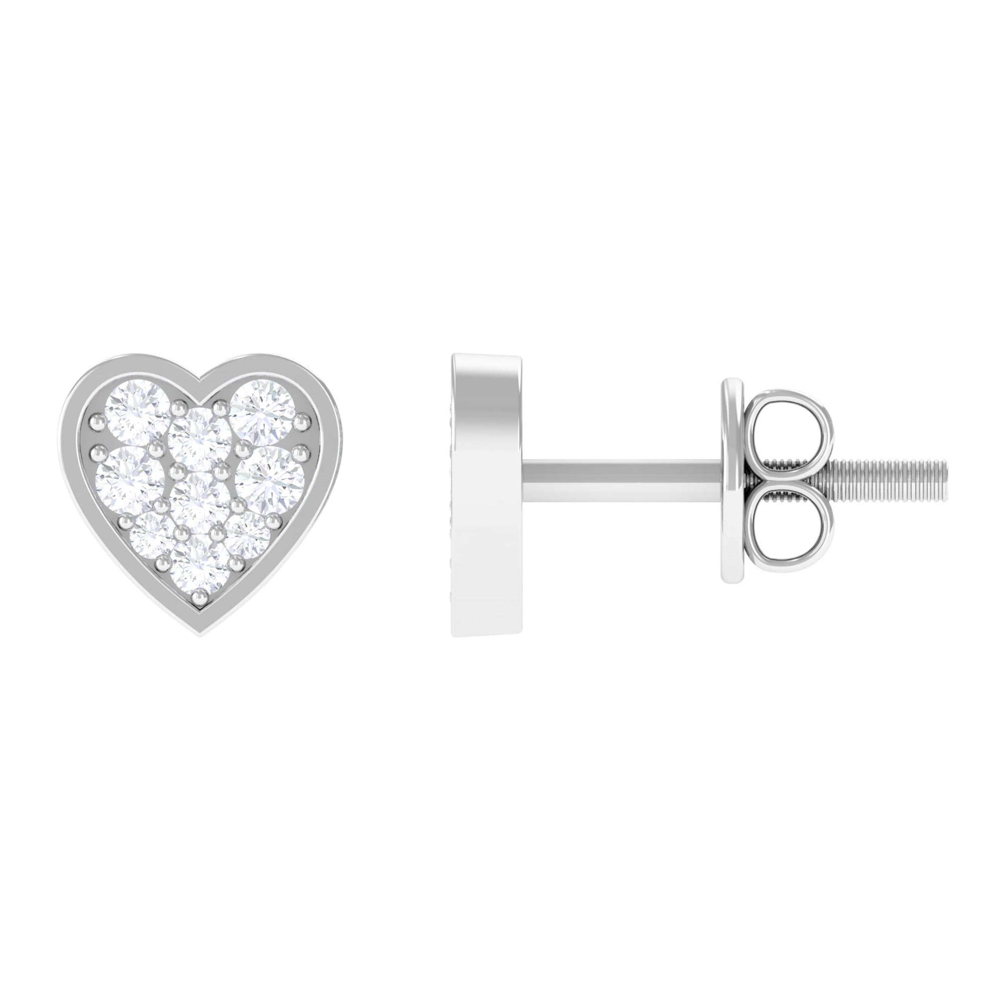 Diamond Simple Heart Stud Earrings Diamond - ( HI-SI ) - Color and Clarity - Rosec Jewels