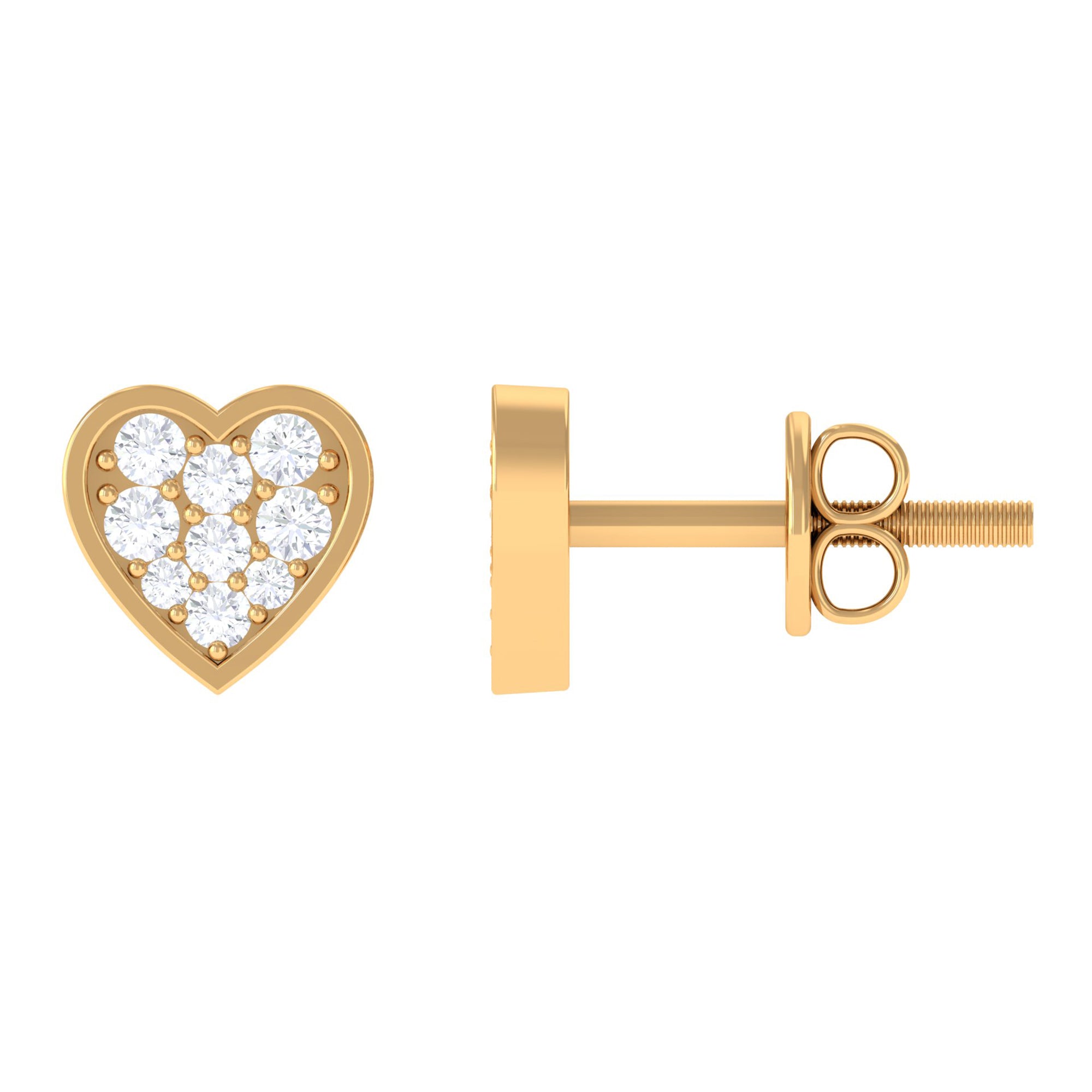 Diamond Simple Heart Stud Earrings Diamond - ( HI-SI ) - Color and Clarity - Rosec Jewels