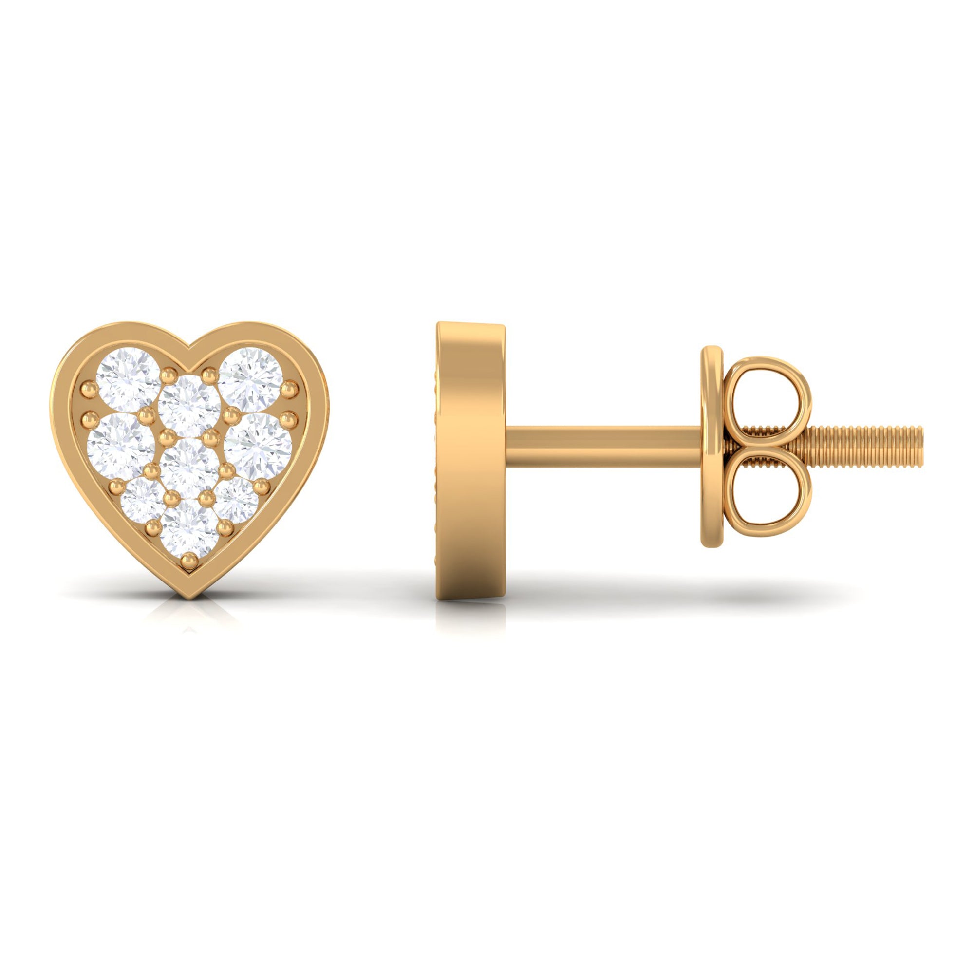 Diamond Simple Heart Stud Earrings Diamond - ( HI-SI ) - Color and Clarity - Rosec Jewels