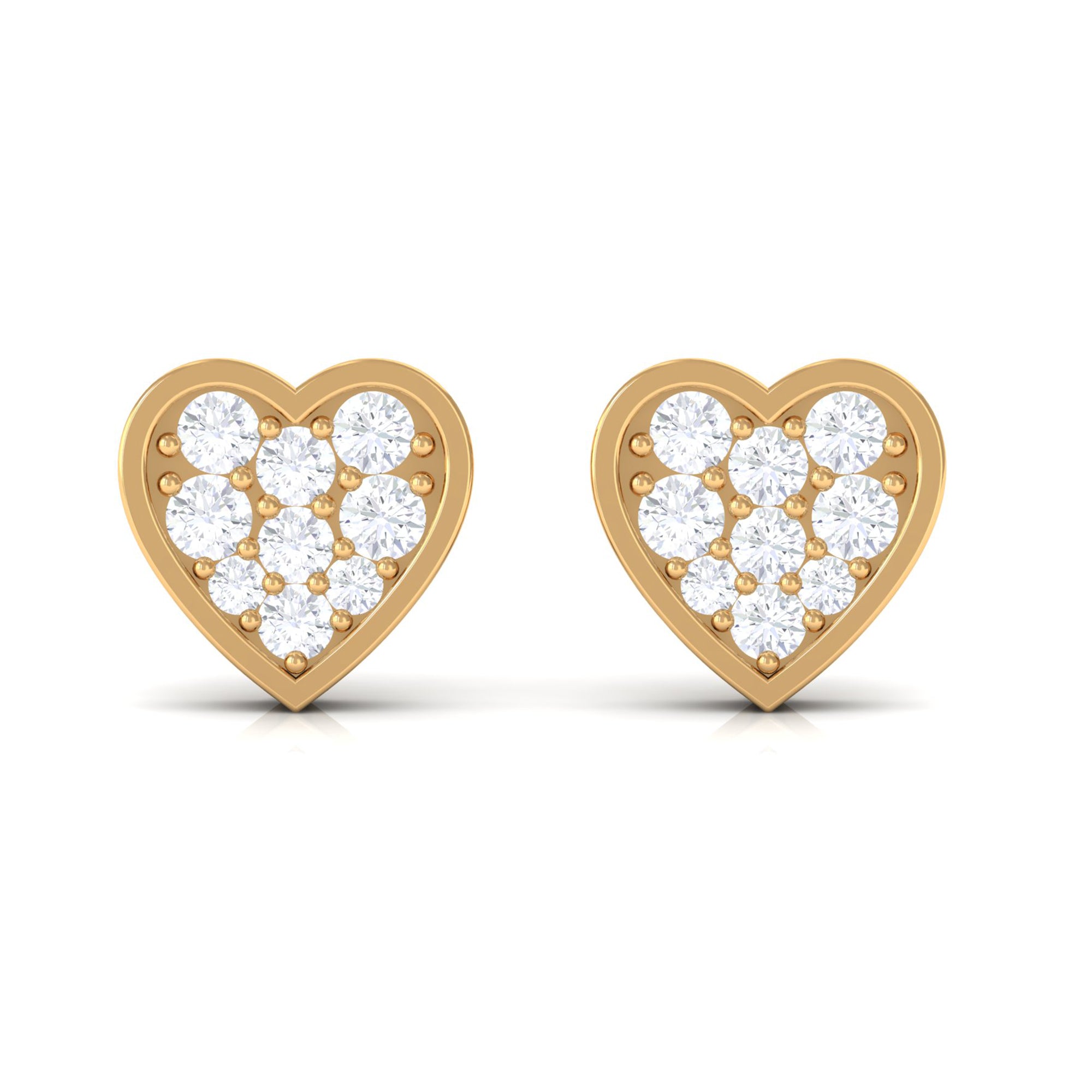 Diamond Simple Heart Stud Earrings Diamond - ( HI-SI ) - Color and Clarity - Rosec Jewels