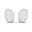 Certified Moissanite Geometric Stud Earrings Moissanite - ( D-VS1 ) - Color and Clarity - Rosec Jewels