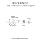 1/2 CT Bezel Set Round Cut Moissanite Three Stone Stud Earrings Moissanite - ( D-VS1 ) - Color and Clarity - Rosec Jewels