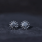 2.25 CT Lab Created Black Diamond Silver Flower Stud Earrings in Prong Setting Lab Created Black Diamond - ( AAAA ) - Quality 92.5 Sterling Silver - Rosec Jewels