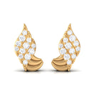 Real Diamond Gold Contemporary Stud Earrings Diamond - ( HI-SI ) - Color and Clarity - Rosec Jewels