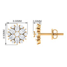 Certified Moissanite Flower Stud Earrings Moissanite - ( D-VS1 ) - Color and Clarity - Rosec Jewels