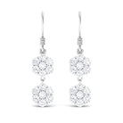 Round Cut Moissanite Twin Flower Dangle Earrings Moissanite - ( D-VS1 ) - Color and Clarity - Rosec Jewels