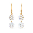 Round Cut Moissanite Twin Flower Dangle Earrings Moissanite - ( D-VS1 ) - Color and Clarity - Rosec Jewels