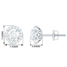 Classic Lab Grown Diamond Stud Earrings with Halo Lab Grown Diamond - ( EF-VS ) - Color and Clarity - Rosec Jewels