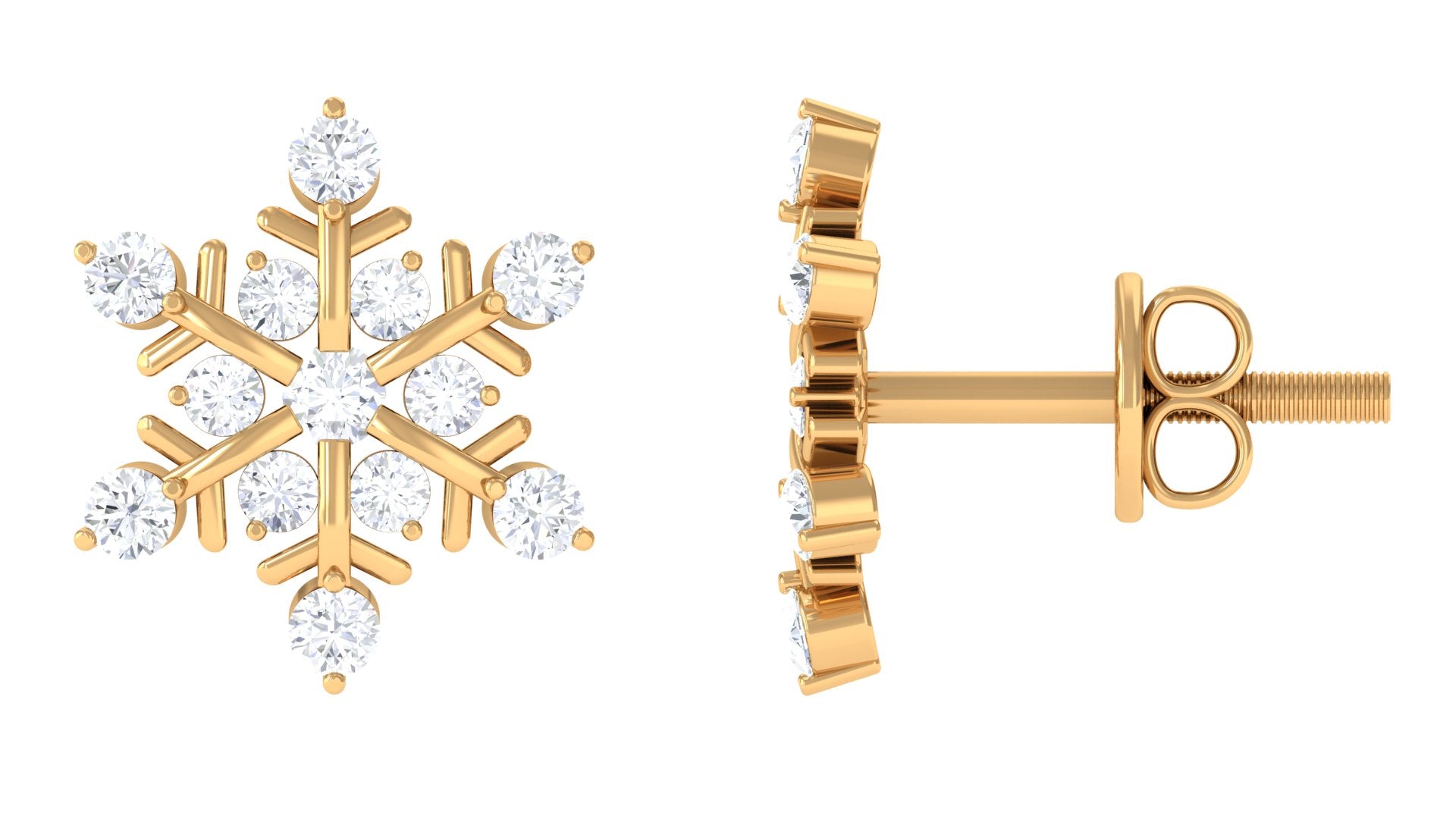 Rosec Jewels-Certified Diamond Snowflake Stud Earrings with Screw Back