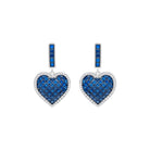 Created Blue Sapphire Heart Drop Earrings in Silver Lab Created Blue Sapphire - ( AAAA ) - Quality 92.5 Sterling Silver - Rosec Jewels