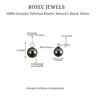 Tahitian Pearl Stud Earrings with Bead Set Moissanite Tahitian pearl - ( AAA ) - Quality - Rosec Jewels