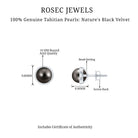 9 MM Round Cut Tahitian Pearl Solitaire Silver Stud Earring in Bezel Setting Tahitian pearl - ( AAA ) - Quality 92.5 Sterling Silver - Rosec Jewels