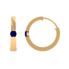 Minimal Blue Sapphire Hinged Hoop Earrings in Tension Mount Setting Blue Sapphire - ( AAA ) - Quality - Rosec Jewels