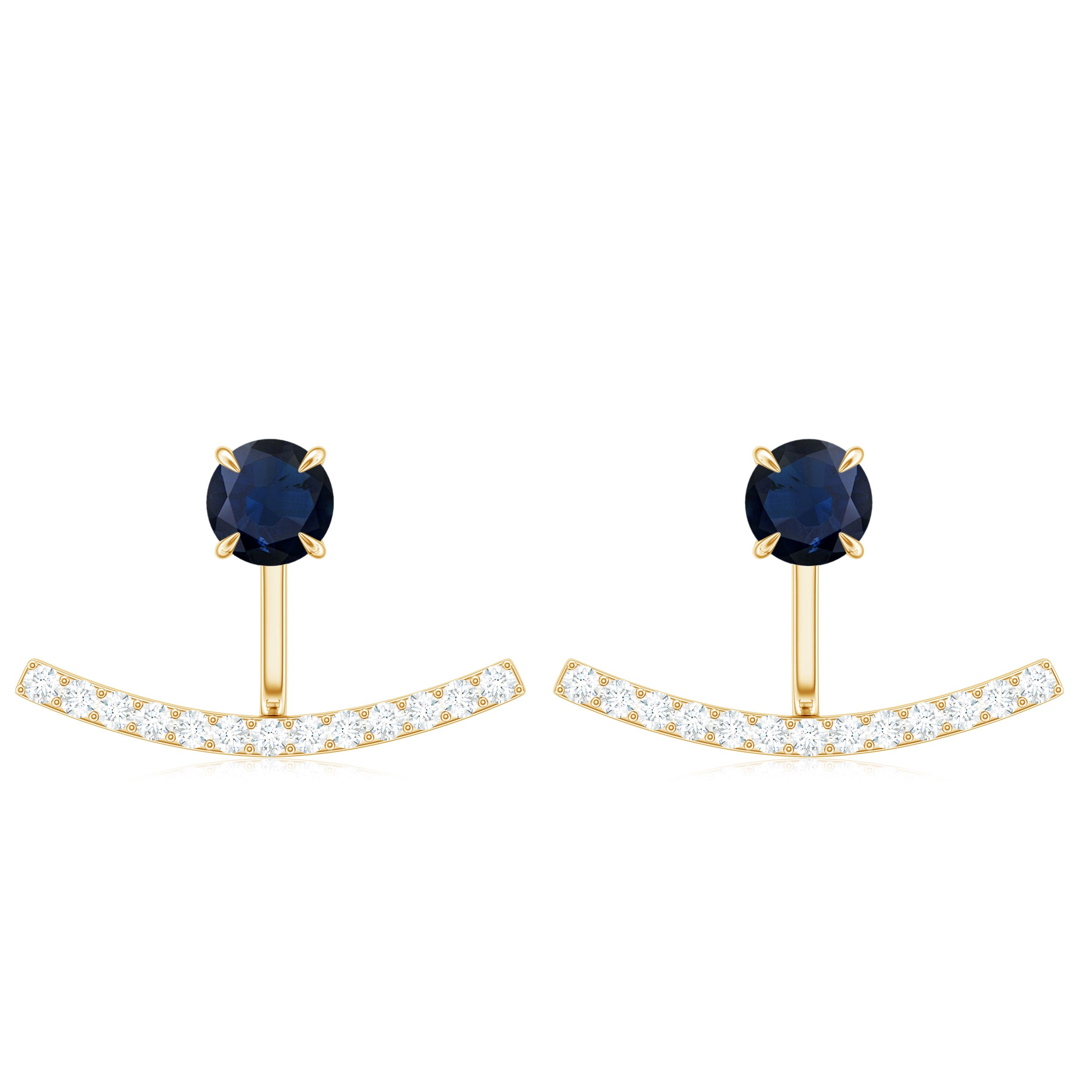 1.25 CT Blue Sapphire Classic Jacket Earrings with Diamond Blue Sapphire - ( AAA ) - Quality - Rosec Jewels