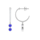 1 CT Minimal Tanzanite and Diamond Hoop Drop Earrings Tanzanite - ( AAA ) - Quality - Rosec Jewels