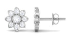 Rosec Jewels-1/2 CT Diamond Flower Stud Earrings in Prong Setting