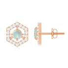 1 CT Minimal Ethiopian Opal and Diamond Geometric Stud Earrings Ethiopian Opal - ( AAA ) - Quality - Rosec Jewels