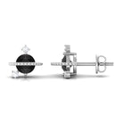 Black Onyx and Diamond Contemporary Stud Earrings Black Onyx - ( AAA ) - Quality - Rosec Jewels