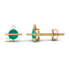 Solitaire Emerald and Diamond Contemporary Stud Earrings Emerald - ( AAA ) - Quality - Rosec Jewels