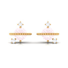 Rose Quartz Celestial Stud Earrings with Diamond Rose Quartz - ( AAA ) - Quality - Rosec Jewels