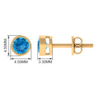 Swiss Blue Topaz Solitaire Stud Earrings in Bezel Setting Swiss Blue Topaz - ( AAA ) - Quality - Rosec Jewels