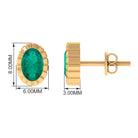 Rosec Jewels-1 CT Oval Emerald Solitaire Stud Earrings in Bezel Setting