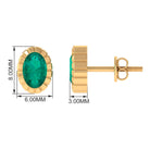 Rosec Jewels-1 CT Oval Emerald Solitaire Stud Earrings in Bezel Setting