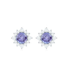 1.5 CT Classic Tanzanite Stud Earrings with Diamond Halo Tanzanite - ( AAA ) - Quality - Rosec Jewels