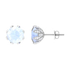 2.25 CT Natural Moonstone Solitaire Bridal Stud Earrings with Diamond Moonstone - ( AAA ) - Quality - Rosec Jewels