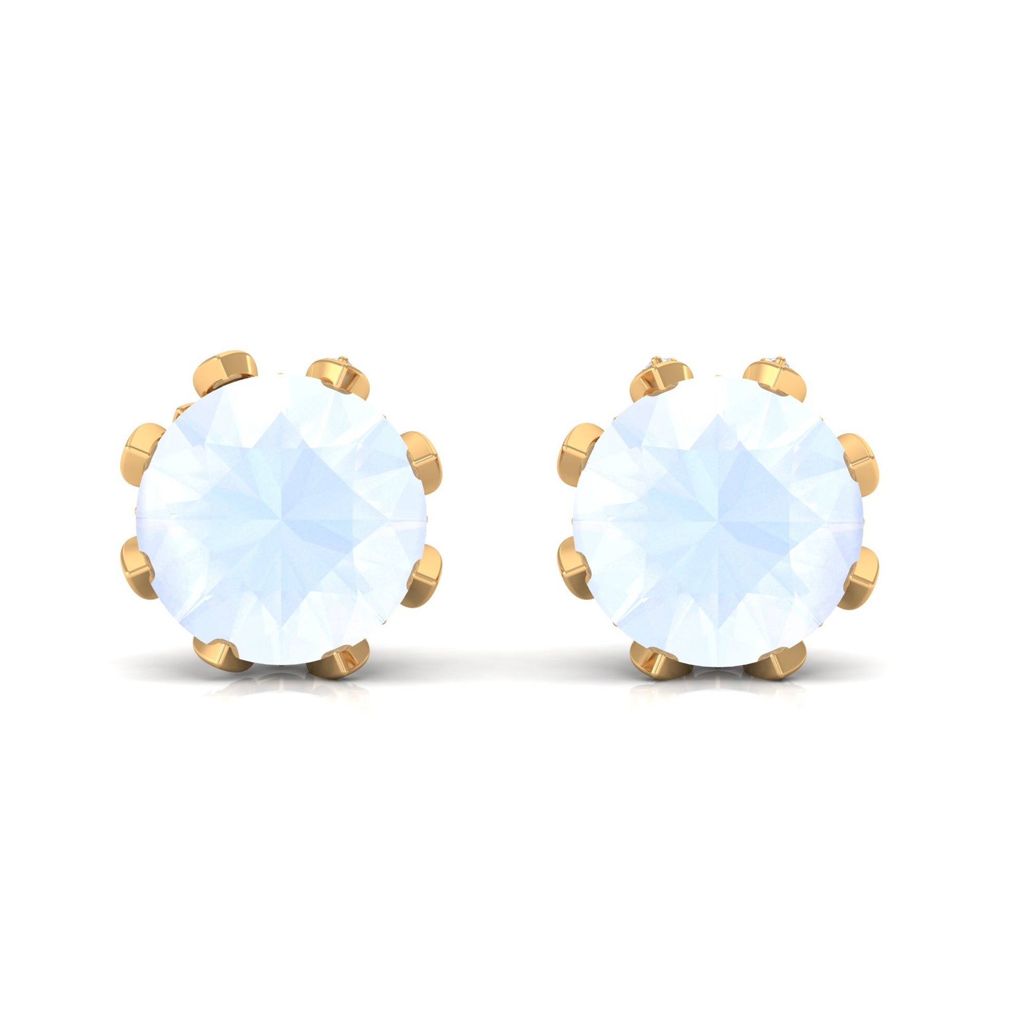 2.25 CT Natural Moonstone Solitaire Bridal Stud Earrings with Diamond Moonstone - ( AAA ) - Quality - Rosec Jewels