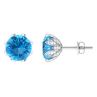 Swiss Blue Topaz Flower Bridal Stud Earrings with Diamond Swiss Blue Topaz - ( AAA ) - Quality - Rosec Jewels