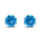 Swiss Blue Topaz Flower Bridal Stud Earrings with Diamond Swiss Blue Topaz - ( AAA ) - Quality - Rosec Jewels