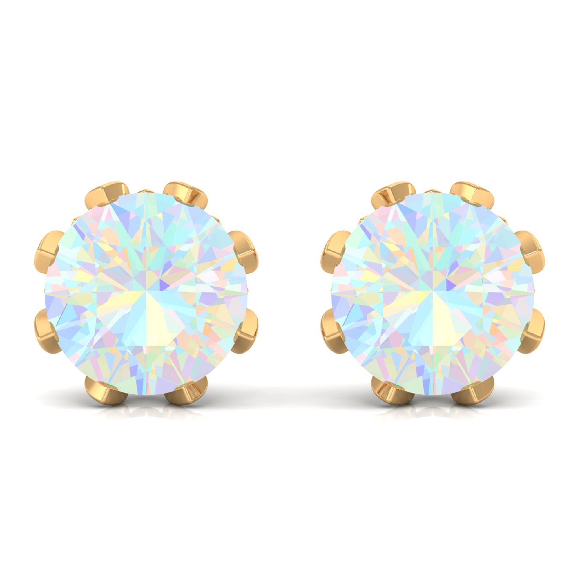 4.50 CT Ethiopian Opal Solitaire Stud Earrings with Diamond Ethiopian Opal - ( AAA ) - Quality - Rosec Jewels