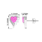 Heart Shape Pink Sapphire and Diamond Minimal Stud Earrings Pink Sapphire - ( AAA ) - Quality - Rosec Jewels