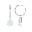 Classic Ethiopian Opal Classic Hoop Drop Earrings with Moissanite Accent Ethiopian Opal - ( AAA ) - Quality - Rosec Jewels