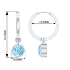 1 CT Bezel Set Aquamarine and Gold Hinged Hoop Earrings Aquamarine - ( AAA ) - Quality - Rosec Jewels