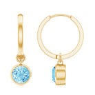 1 CT Bezel Set Aquamarine and Gold Hinged Hoop Earrings Aquamarine - ( AAA ) - Quality - Rosec Jewels