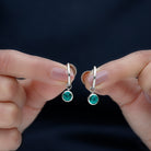 1.5 CT Bezel Set Created Emerald and Gold Hinged Hoop Earrings Lab Created Emerald - ( AAAA ) - Quality - Rosec Jewels