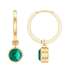 1.5 CT Bezel Set Created Emerald and Gold Hinged Hoop Earrings Lab Created Emerald - ( AAAA ) - Quality - Rosec Jewels