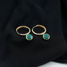 1.5 CT Bezel Set Created Emerald and Gold Hinged Hoop Earrings Lab Created Emerald - ( AAAA ) - Quality - Rosec Jewels